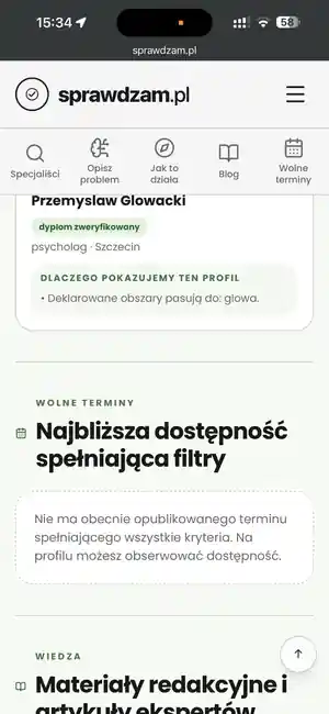 Przykład profilu specjalisty widocznego dla pacjenta